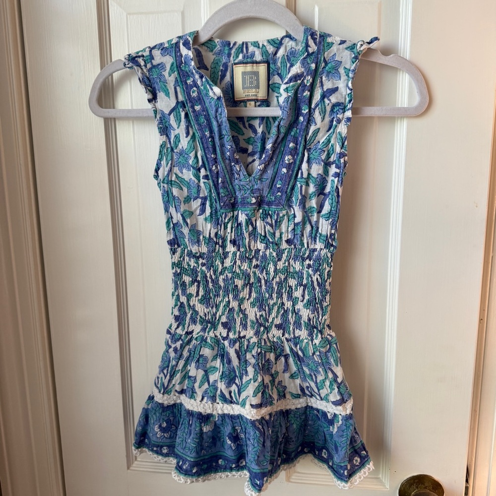 Bell by Alicia Bell Dress Floral Smocked Waist Sleeve Girls Size 6